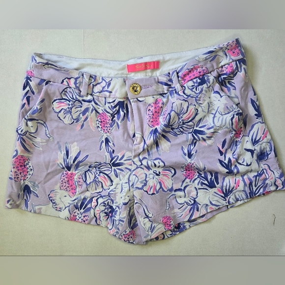 Lilly Pulitzer Pants - Lilly Pulitzer Womens Callahan Knit Shorts Purple/Pink Floral Size 8